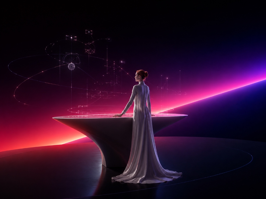 ARGONIS Arquitetura — Mulher no console holográfico